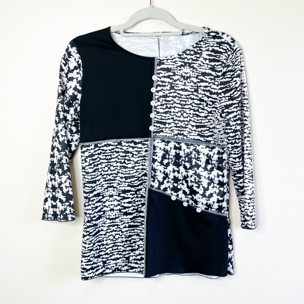 Houndstooth Blouse Cute Black and White